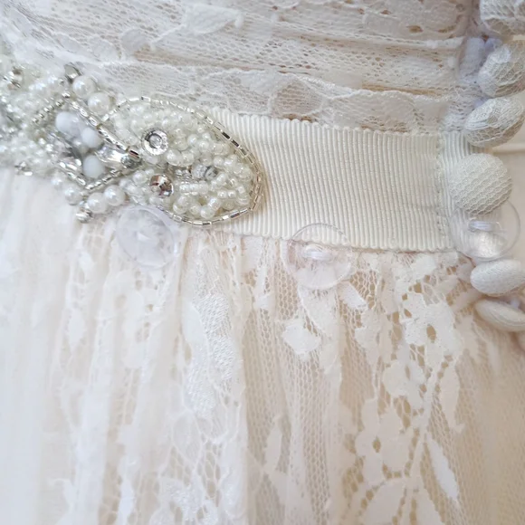 Anthropologie BHLDN Whispers + Echos Freesia lace strapless wedding gown - Picture 10 of 16